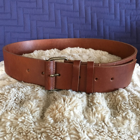 CH Brown Leather Wide Belt - Med
